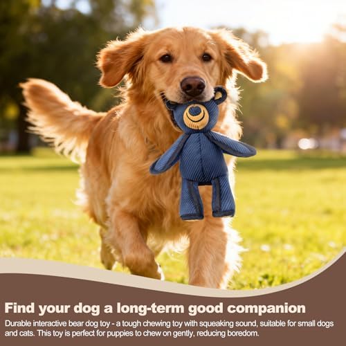 yfgswqx Squeaky Bear Dog Toy, 11.8 Inch Interactive Dog Toy with 1 Squeaker, 600D Oxford Fabric Tug Toy for Medium and Large Dogs