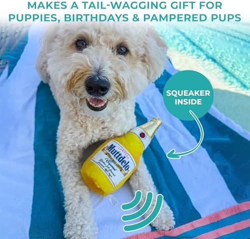 Haute Diggity Dog Muttdelo Beer Bottle Plush Dog Toy, Drink Parody Chew Toy