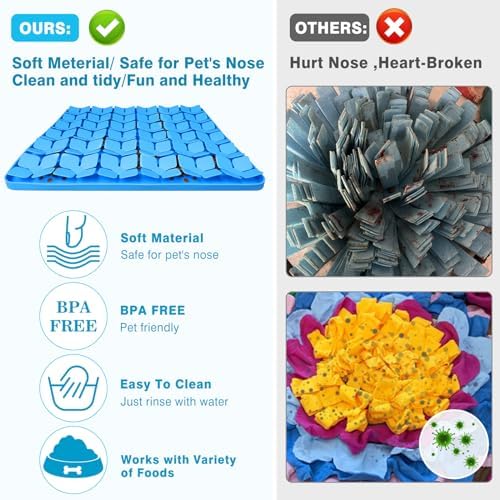 Snuffle Mat for Dogs,Premium Silicone Dog Food Mat 16“x16”Interactive Feed Game for Boredom,Encourages Natural Foraging Skills and Stress Relief for Large Dogs Smell Training Slow Feed Mat B