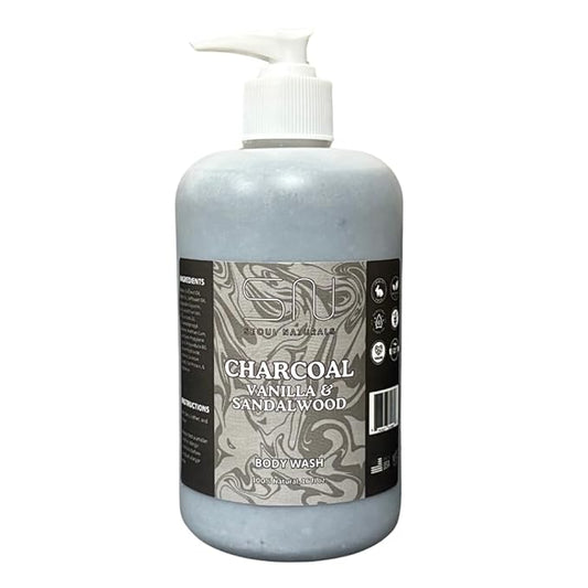 Seoul Naturals Charcoal Vanilla & Sandalwood Body Wash, 100% Natural, k beauty, 16 fl oz