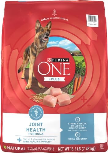 Purina ONE Plus Joint Health Dry Dog Food, Chicken, 16.5 lb Bag | Natural dog food with added vitamins, minerals & nutrients, with glucosamine & fish oil to support joint health and mobility