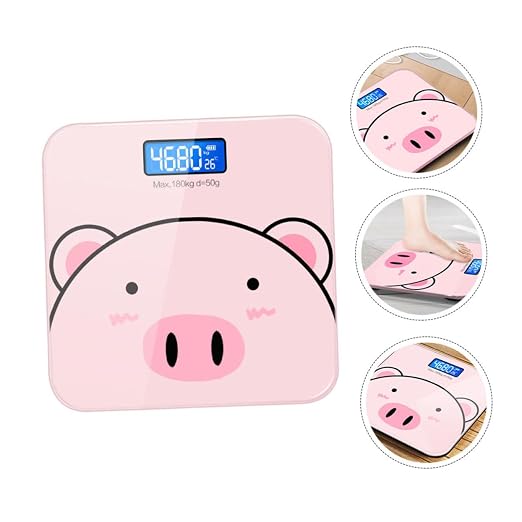 Baluue Cartoon Digital Body Weight Scale with USB Charging High Precision Measurement LCD Display with Switchable Units for Monitoring