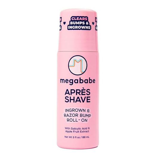 Megababe Après Shave | Post-Shave & Waxing | Ingrown Hair & Razor Bump Roll-On Treatment for Women | Bikini, Armpits & Legs (3.0 fl oz)