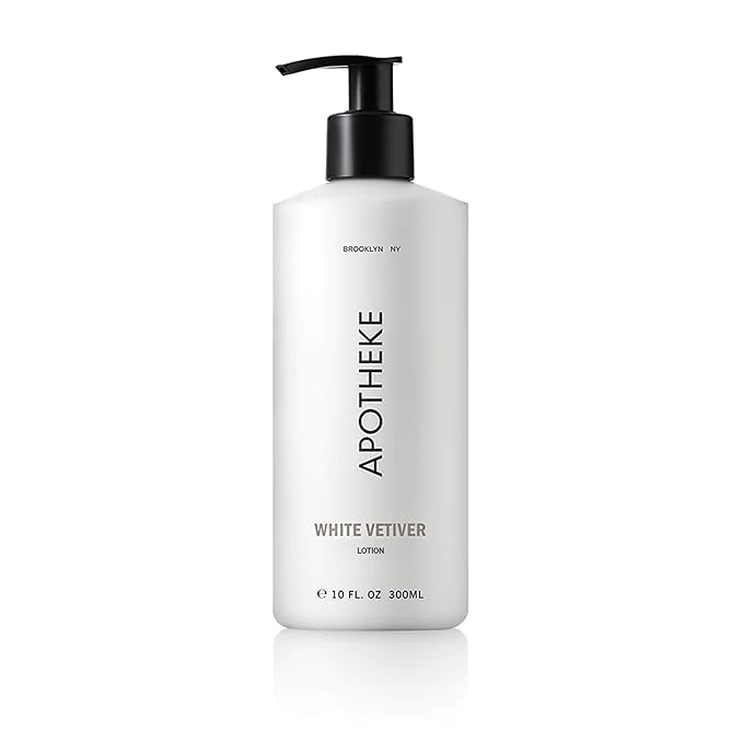 Apotheke Scented Hand & Body Lotion, White Vetiver - 10 Fl Oz Nourishing Body Moisturizer Cream for Dry Skin - Gentle Daily Skincare for Men & Women with Natural Ingredients, All Skin Types