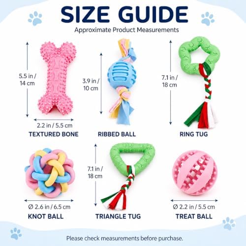 Puppy Chew Toys, 6 Pack Puppy Teething Toys for Small Breed, Soft Rubber Cute Multi Dog Toys, Eco-Friendly, Teeth Cleaning Interactive for Small Dogs (Basket not Included)