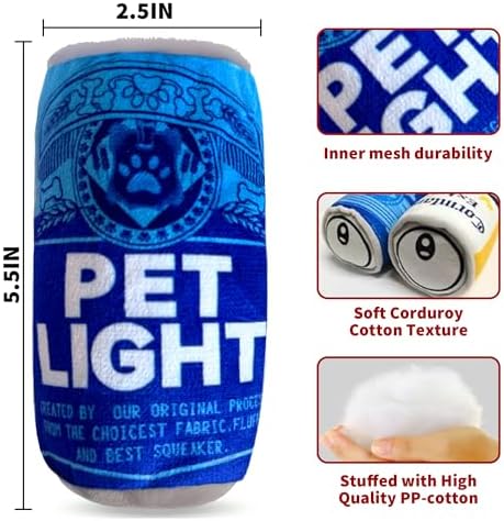 Plush Dog Toy, Squeaker Funny 2 Pack Beer Dog Toys
