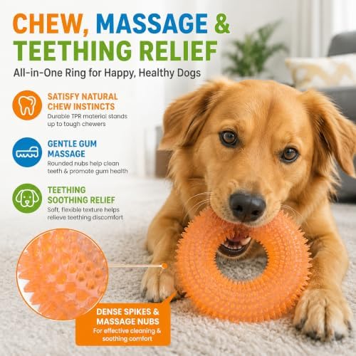 Squeaky Dog Toys for Aggressive Chewers, Floating Donut Ring for Large Dogs