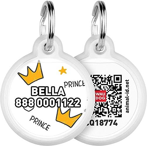 Personalized Pet ID Tag for Dog Cat with QR Passport Global Search System of Lost Pets - Personalized Dog Tags Cat Name Tags - Crowns