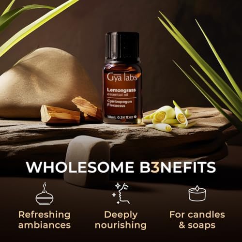 Gya Labs Citronella Essential Oil for Diffuser – 0.34 Fl Oz – Premium Grade Essential Oils for Diffuser, Aromatherapy, Hair Care, Skin Care, Body, Massage & DIY Candle Making Scents