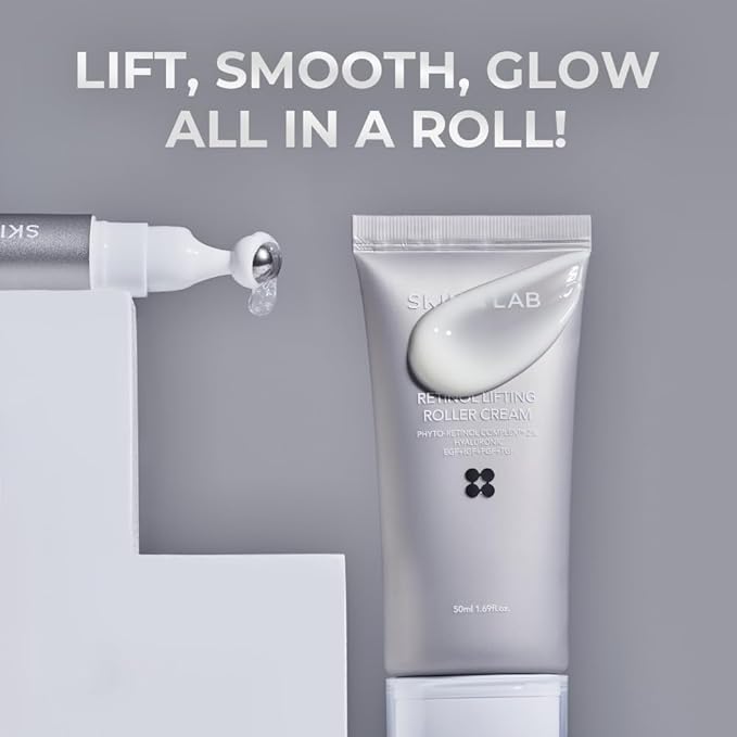 [SKIN&LAB] Anti-aging Rollers Duo Set, includes Bakuchiol Eye and Retinol Lifting Roller, Korean Vegan Skincare Gift Set, Gift for women, Christmas skincare gift set