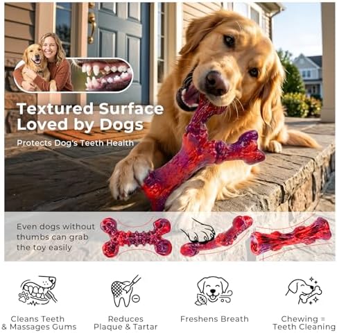 Kseroo 3-Pack Beef Flavored Dog Chew Toys for Aggressive Chewers, Red-XL
