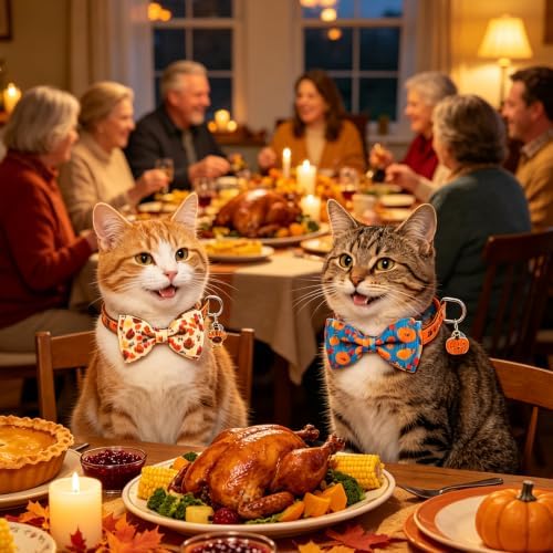 KOOLTAIL Cat Collar with Bow Tie and Bell - 3 Pack Cute Cat Collars Breakaway,Adjustable Kitten Collar with Safety Buckle for Girl Boy Kitty Holiday