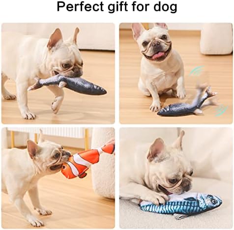 Petgravity Electric Moving Dog Fish Toy 2 Pack with Updated Motor Realistic Flopping Fish Oxford Cloth Interactive Dog Toys Pet Toys for Small Dogs (with a Washable Spare Cover)
