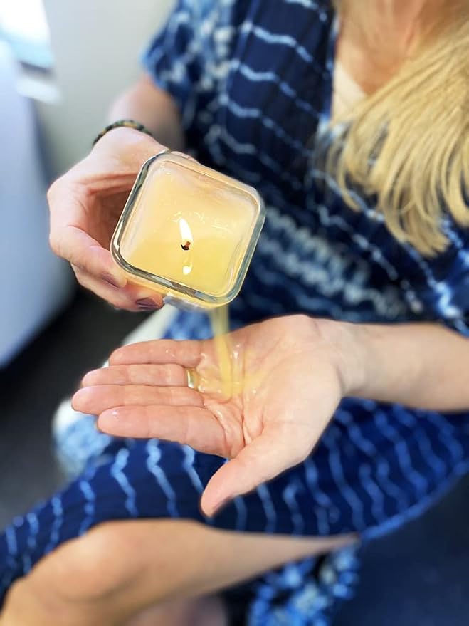 Lotion Candle - Peppermint & Eucalyptus Scented Massage Candles for Self Care, 10 Oz. Soy Wax Candle with Essential Oil Blends, Coconut Oil, and Vitamin E, 55 Hour Burn Time