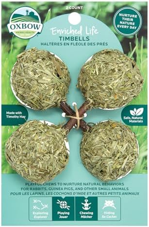 Oxbow Timbells, Rabbit Toys & Guinea Pig Chew Toys, Timothy Hay Bunny Chew