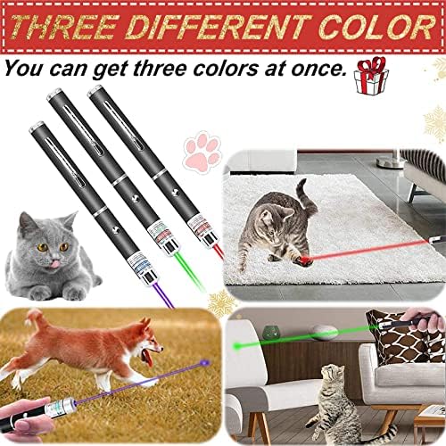 MEUSNO Cat Laser Pointer Toy, 3 Pack Cat Laser Pointer for Cats Dogs Pet Toy Lazer, Blue Green Red Laser Pointer Cat Toys for Pet Indoor Chase Cat Toy Lazer Pointer