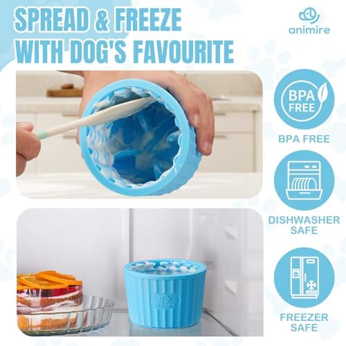 Dog Lick Bowl, Anxiety Relief Dog Licking Mat Freezer Treat Dispenser, Non-Slip Anti-Choking Silicone Slow Feeder Lick Bowl for Small Medium & Large Breed Dogs, BPA Free(Light Blue,S)