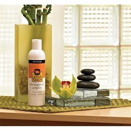 Lotus Touch Ultralight Massage Oil Complex - Combination of 5 Seed Oils - Superior Glide - Pure, Natural Ingredients - Rejuvenate and Nourish Skin - Water dispersible - 8 Ounces