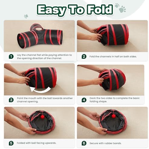Love's cabin Cat Tunnel for Indoor Cats, 3-Way Collapsible Play Tunnel