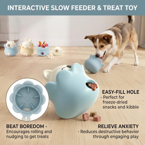 Interactive Dog Puzzle Toy, Freezable Licking&Treat Dispensing | Interactive Slow Feeder, Fill with kibble, or create freezable treats, Suitable for outdoor use, For All Dogs (Blue,Capybara)