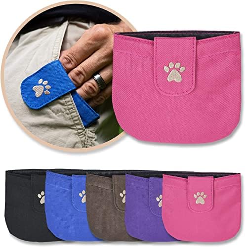 Dog Treat Pouch, Pink Pocket Sized Training Reward Pouch - Lightweight Dog Treat Holder with Magnetic Flap for Stability, Perfect Dog Accessories, Made of Durable Nylon, Machine Washable