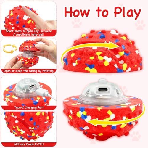Lollyx Interactive Dog Toys, Interactive Dog Ball Toy for Small Medium Dogs | Rechargeable, Bouncing & Rotating Dog Ball, Chew Resistant Design to Keep Busy Moving, Indoor Outdoor Exercise