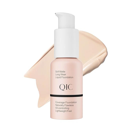 Liquid Foundation Makeup, Full Coverage Foundation + Matte Foundation Face Makeup for Evens Skin Tone Cruelty-Free Natural Finish 1 Fl Oz (Porcelain)