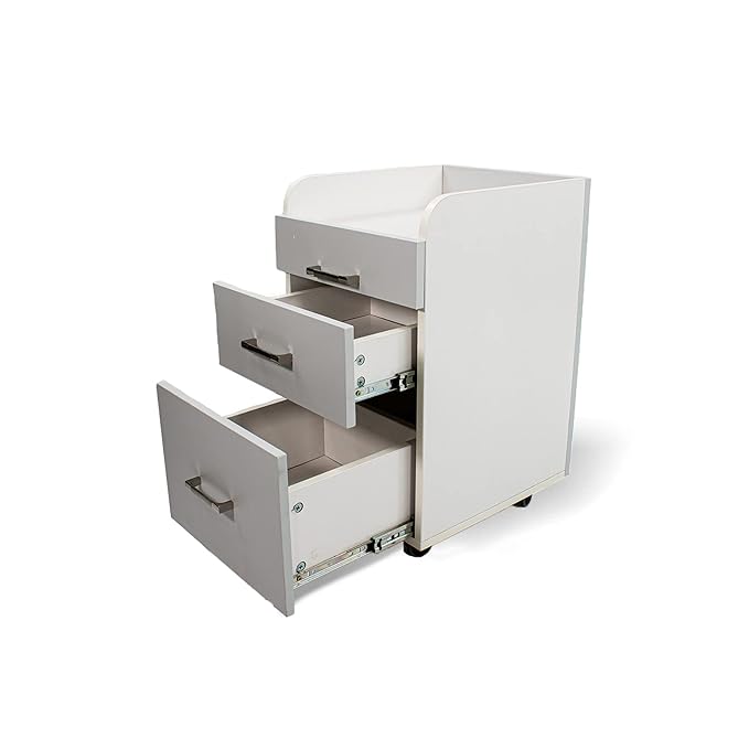 Milan Pedicure Trolley Pedi Rolling Cart Nail Salon Spa Storage Drawer, White/Ash Grey
