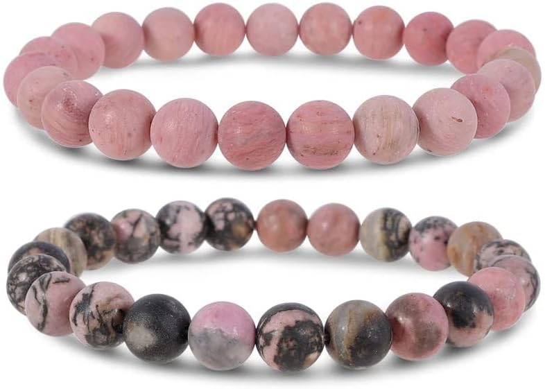 Bivei Natural Gemstone Semi Precious Healing Crystals Handmade Stretchy Round Beads Bracelet,Stocking Stuffers for Women Enhance Positive Energy
