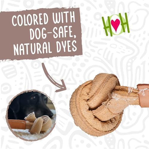 HuggleHounds Huggle-Hide Knotted Bone - Leather Dog Toys for Aggressive Chewers, Interactive Leather Toy for Small or Large Dog Breeds, Tough & Durable Chew Toy - Leather Bone, Medium