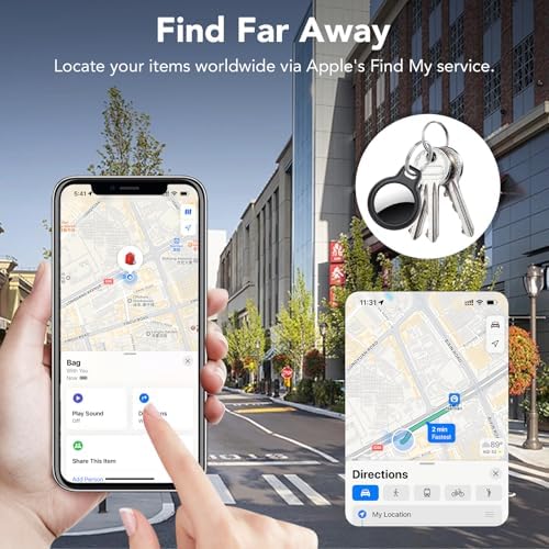 Air Tracker Tags-4 Pack, 2026 New [Apple MFi Certified], Bluetooth Tracker Work with Apple Find My (iOS Only), Replaceable Battery Last 2 Years, IP68 Waterproof Item Finder for Luggage/Key/Suitcase