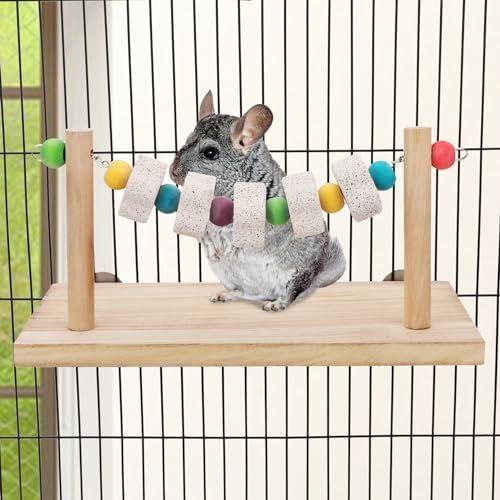 Hypeety Wooden Bird Perch Platform Pet Natural Chewing Toys Health Cage Accessories for Mouse, Chinchilla, Rat, Gerbil, Guinea-Pigs, Dwarf Hamster
