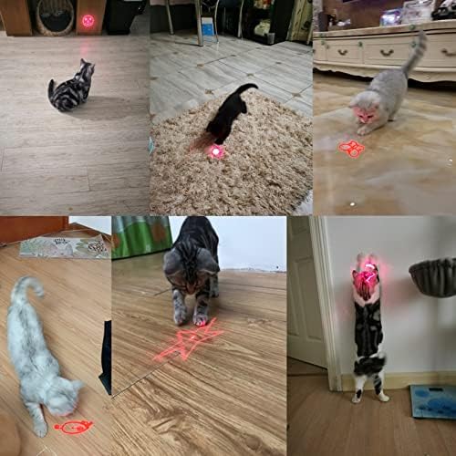 Zugesify Interactive Cat Toy, Rechargeable Red Light Chasing Toy for Indoor Cats, 3 Modes & 5 Moving Patterns, Automatic Pet Exercise Toy for Kitten & Puppy Play (2 PCS)