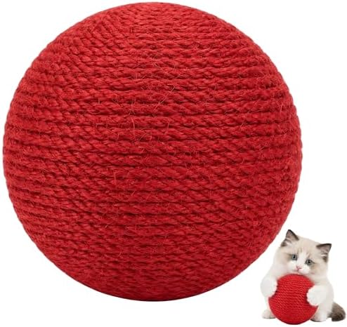 4-Inch Sisal Cat Toy Balls, Cat Toys for Indoor Cats, With Crinkle Sound