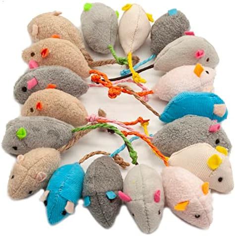 Fashion's Talk Cat Mice Toy 18-Pack Plush Catnip-Filled Mice Toys for Indoor Cats - Realistic Design, 9 Assorted Colors, 2 of Each, Value Pack