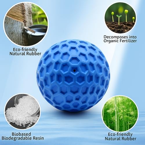 Durable Indestructible Squeaky Dog Ball for Aggressive Heavy Chewers, Unbreakable Tough Natural Rubber Dog Toy, Bouncy Interactive Ball for Medium & Large Dogs, Safe for Teeth & Gums (Blue)