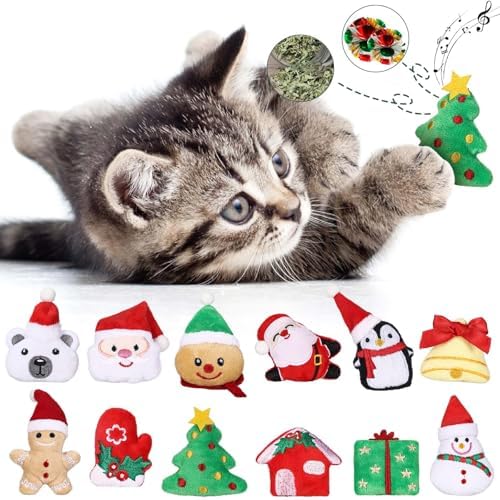 Soulchen 12 Pcs Christmas Catnip Toys with Crinkle Sound