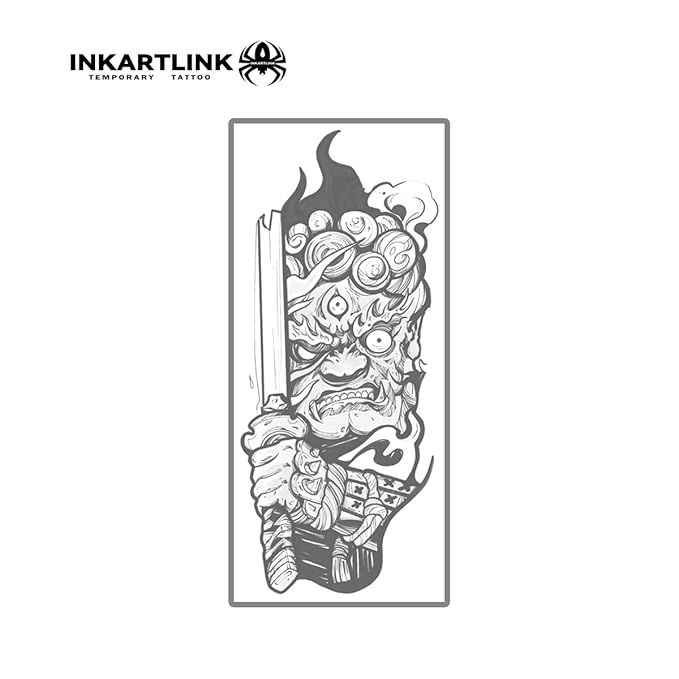 INKARTLINK Semi Permanent Tattoo, Creative Party Tattoo, Exquisite and Realistic Design, Interesting Tattoo Experience, Cruelty-free, Non-reflective, Waterproof (Prajna Warrior)