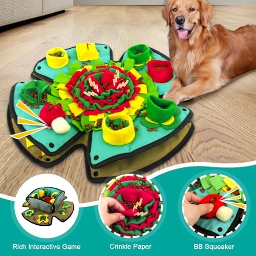 AWOOF Snuffle Mat for Dogs,19" x 19" Interactive Dog Puzzle Toys Encourages Natural Foraging Skills,Durable Dog Feeding Mat for Boredom and Mental Stimulation for Large, Medium and Small Dogs