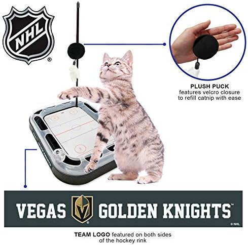 Pets First 5-in-1 NHL Las Vegas Golden Knights Hockey Field Cat Scratcher Toy with Interactive Cat Ball Bell in Tracks