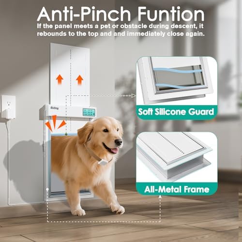Automatic Dog Door for Wall with Collar Sensors, XLarge Smart Pet Door for Wall, Custom Scheduling & Anti-Pinch, Fits Extra Large Dogs up to 200 lbs(X-Large)