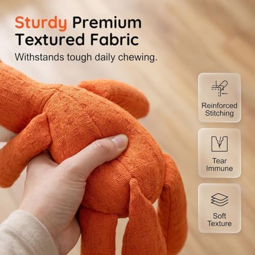 2026 Upgraded Indestructible Plush Dog Toy for Aggressive Chewers, Interactive Squeaky Chew Toy, Durable Teething Toy for Small, Medium & Large Dogs (Orange Fox)