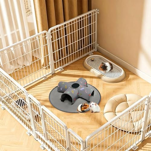 Small Pet Tunnel Bed with Top Peek Hole, 4-Way Hideout with Removable Washable Mat, Interactive Play Toy for Guinea Pig, Hamster, Rabbit, Chinchilla, Kitten