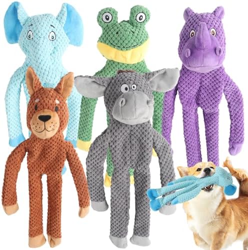 Act boldly 5 Pack Dog Squeak Toys, Durable Plush Chew Toys for Small, Medium & Large Dogs for Teething & Interactive Play