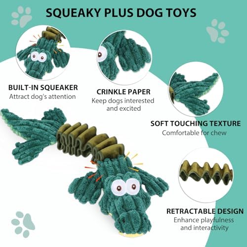 Drmstow Squeaky Dog Toys for Large Dogs, Cute Puppy Toys, Plush Stuffed Pet Dog Toys with Crinkle Paper, Interactive Tug of War Dog Toys to Keep Them Busy for Small Medium Big Dogs