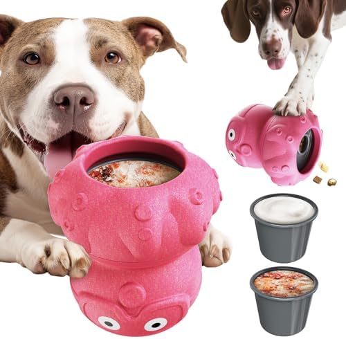 OYR 3-in-1 Dog Frozen Treat Ball, Large Size, No-Transfer Fill & Freeze Lick Cup, Treat Dispenser & Tough Chew Toy, Long-Lasting Enrichment Toy for Dogs Pink