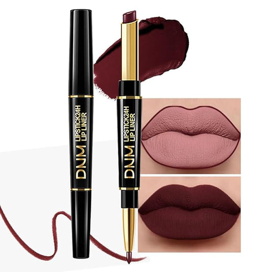 Kaely 2-in-1 Dark Deep Red Lip Liner & Lipstick Set Kit for Women, Matte Lips Kit with Lip Liner Lip Stains Long Lasting Waterproof 24 Hour Lipstick and Lip Liners Combo Lipliners Pencil Set 15