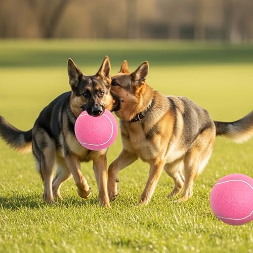 9.5" Large Dog Tennis Balls (2-Pack), Inflatable Toy with Pump
