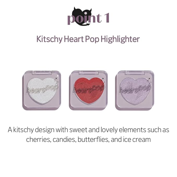 ETUDE Heart Pop Blush, Bold Red Cheek Color, Natural Highlight & Glossy Finish, Compact 0.2 oz – Red Spirit