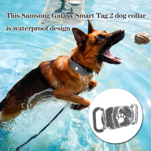 Waterproof Dog Collar Compatible with Samsung Galaxy SmartTag2 | Silicone GPS Tracker Hidden Loop Holder for Smart Tag2, Anti-Lost Collar Tag2 Paw Case (Grey)